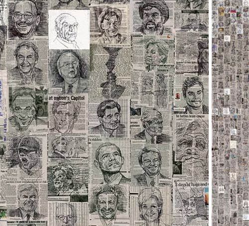 Drawings on a newspaper