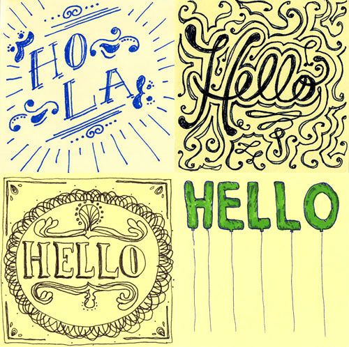 Hello on sticky notes