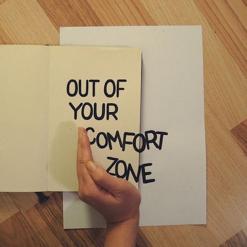 Out of your comfort zone on a sketchbook.