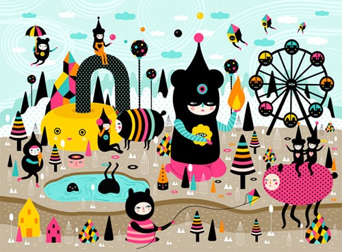 Colorful fair drawing.