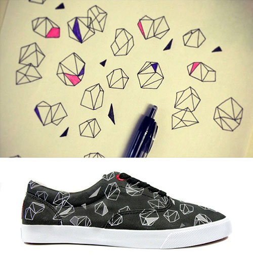 Geometric shapes and a shoe.