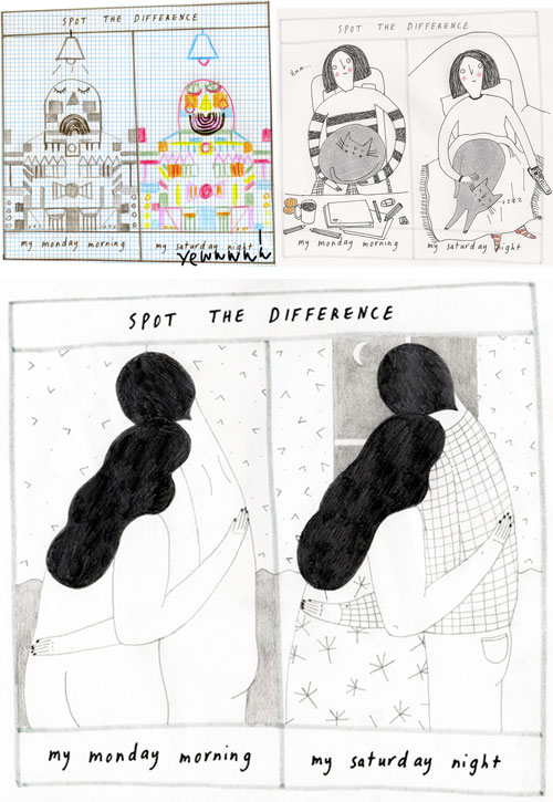 Spot the difference drawings.
