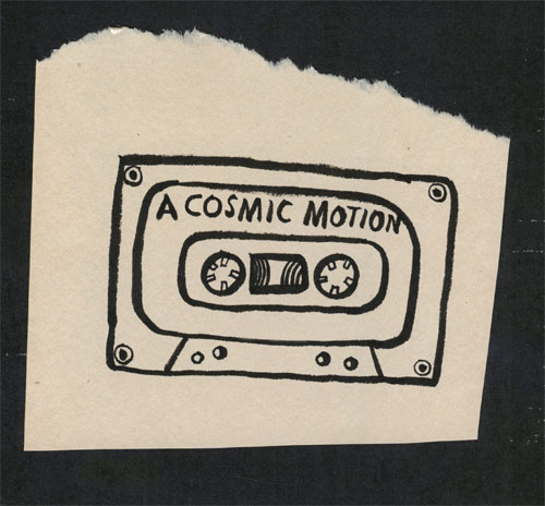 Drawing of a cosmic motion cassette tape.