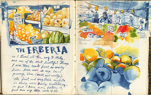 Colorful illustrated travel journal.