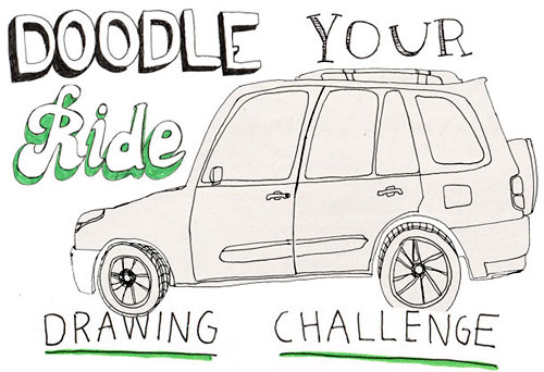 Promotional image for the Doodle Your Ride drawing challenge