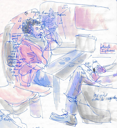 Sketch of two men sitting.