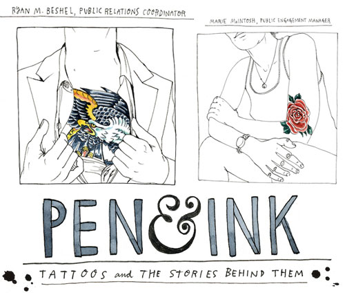 Promotional image for the pen and ink Tumblr blog asking for tattoo submissions