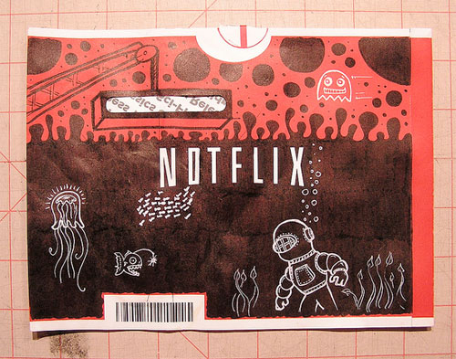 Netflix envelope with underwater drawing onit.