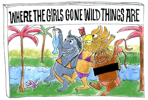 Illustrative mash up of Where The Wild Things Are and Girls Gone Wild