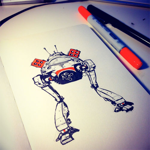 Drawing of a robot.