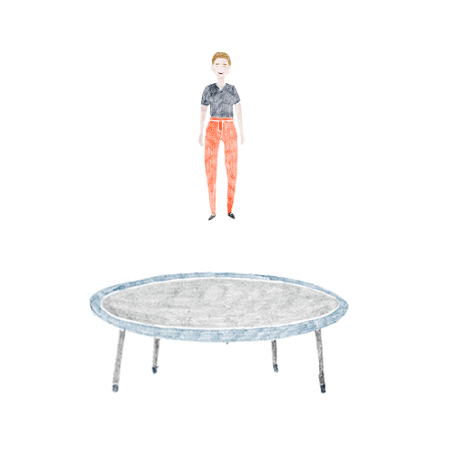 Animated GIF of a woman jumping on a trampoline