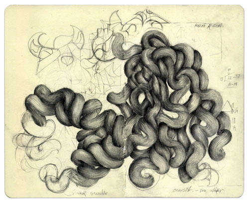Doodle of 3 dimensional squiggles