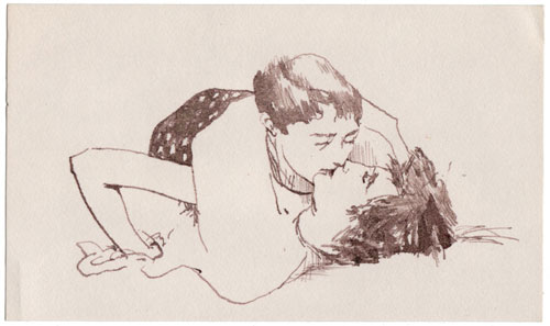 Drawing of People Kissing
