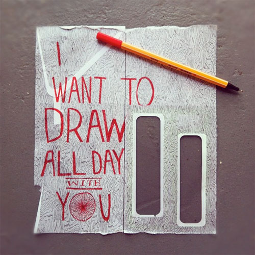 Illustration that reads "I want to draw all day"
