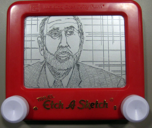 Drawings done on an Etch a Sketch