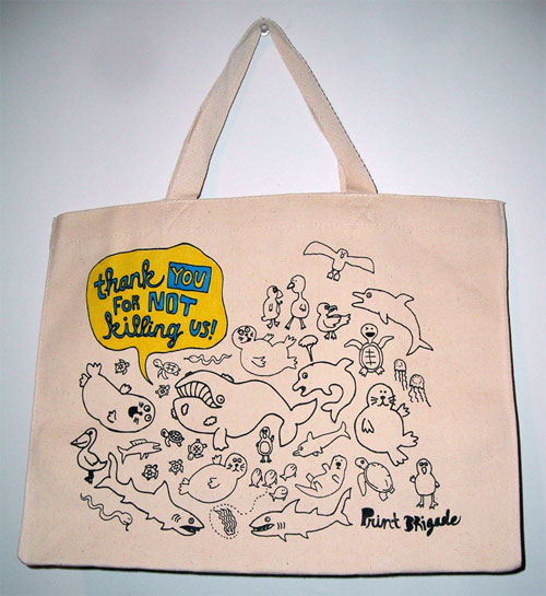 Tote bag showing doodles