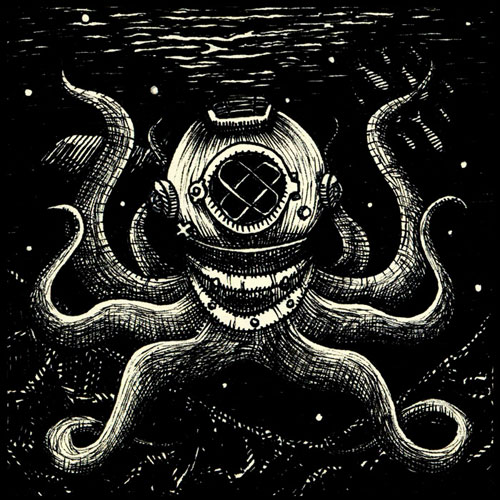 Drawing of an octopus.