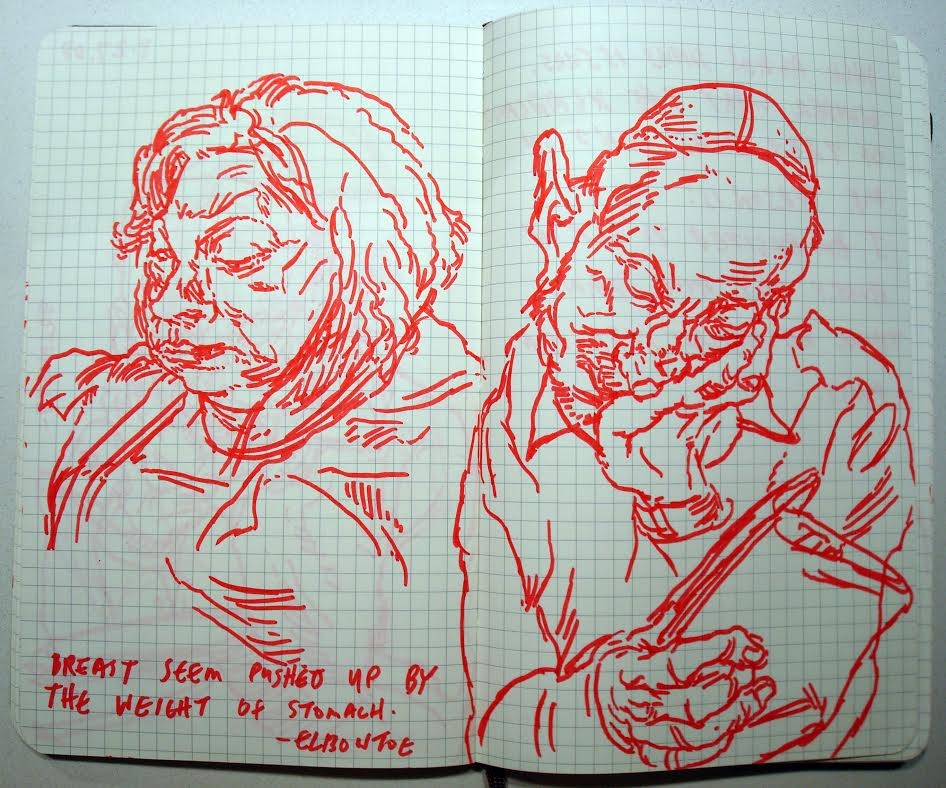 Red sharpie drawing on sketchbook