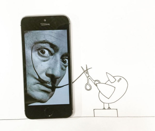 Cell phone and a bird.