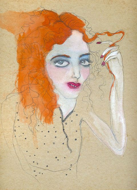 Woman with orange hair.