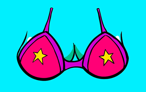 Drawing of boobs in a bra.