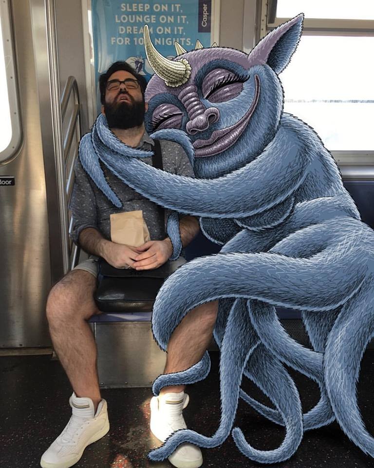 Monster andman in subway.