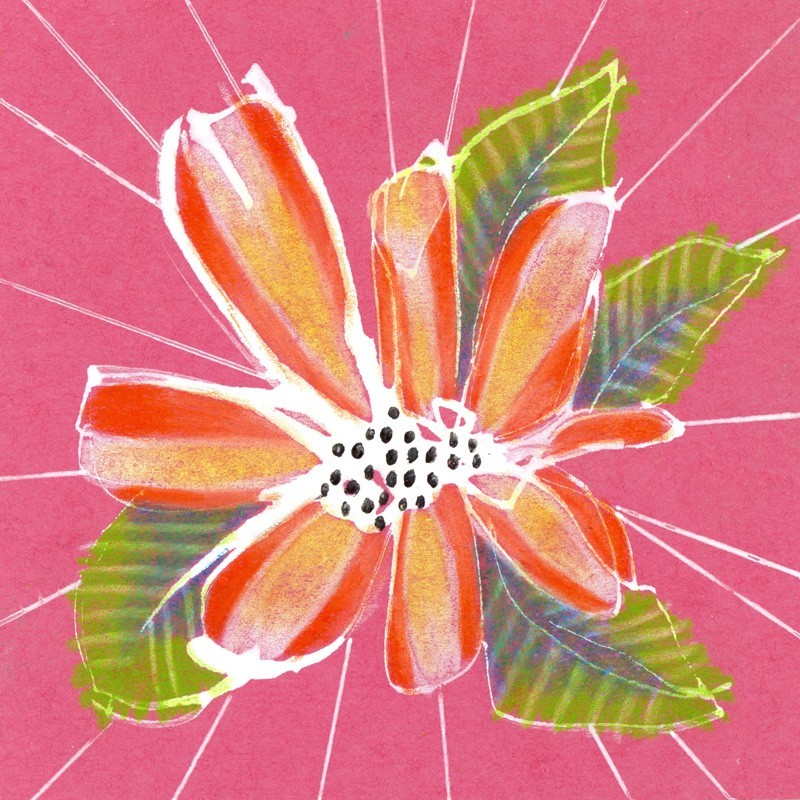 Floral drawing on a post it note.