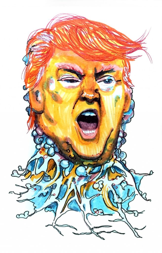 Drawing of Donald Trump's face.