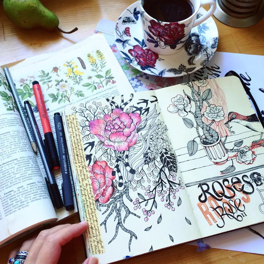 Floral sketches.