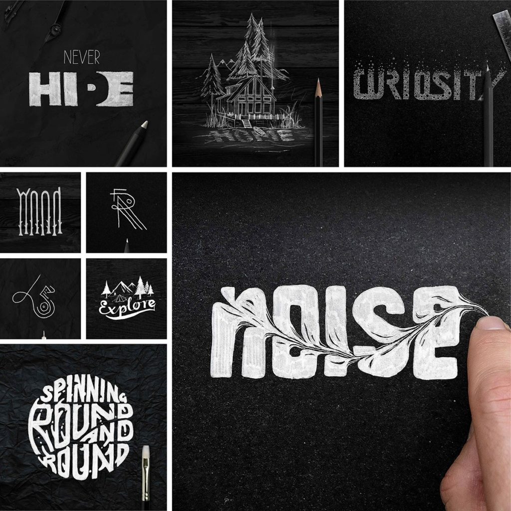 Collage of different typography.