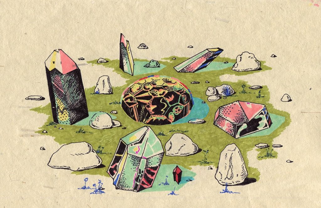 Drawing of different rocks.