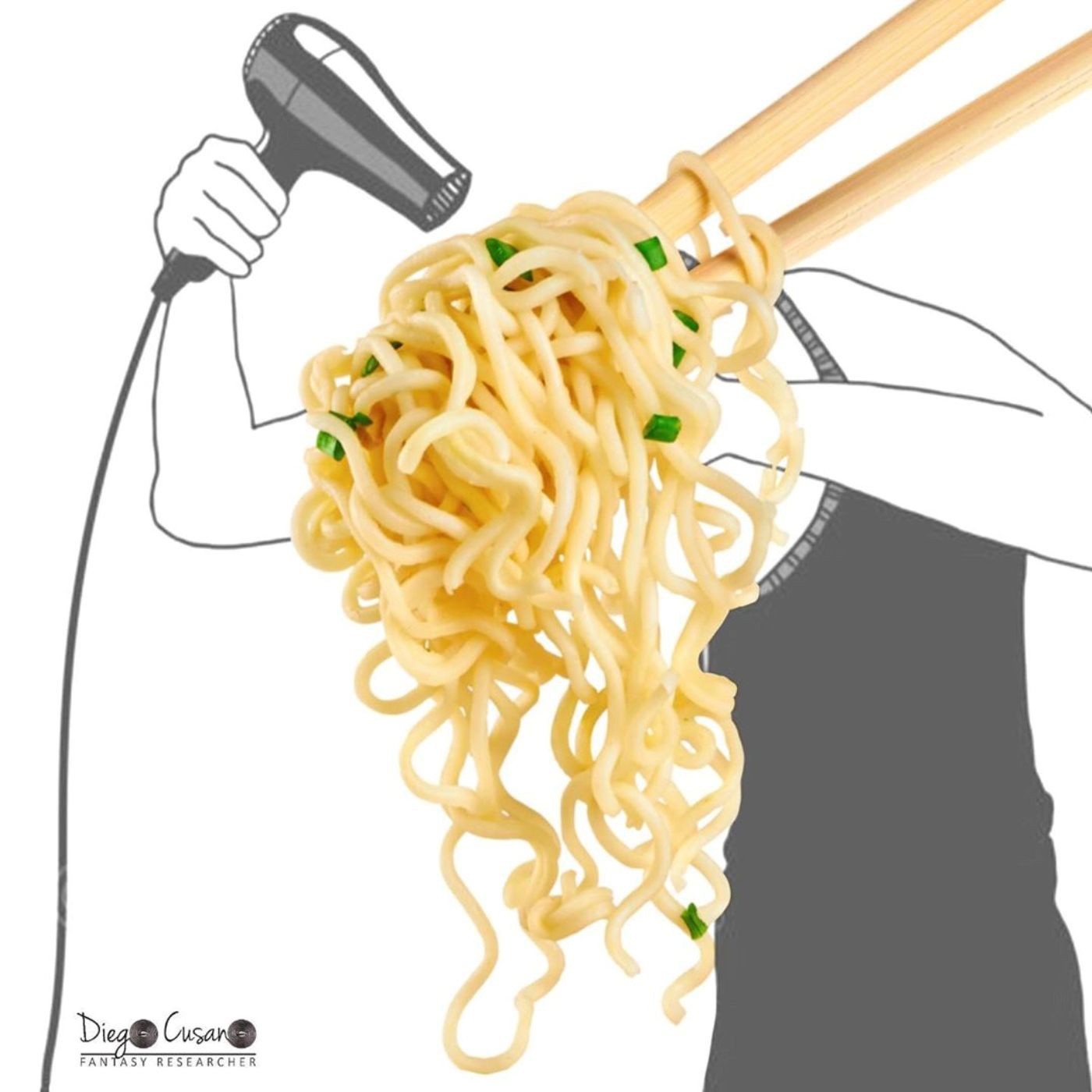Drawing of a girl with spaghetti for hair