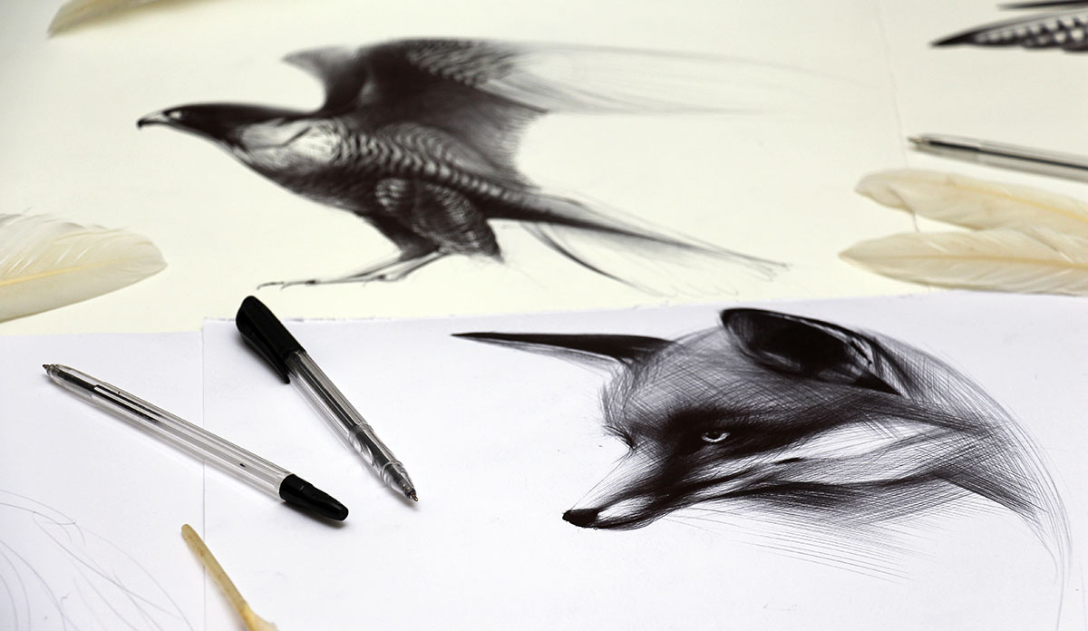 Ballpoint Pen Animal Drawings