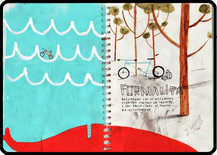 bicycle painting, sketchbook, doodling, doodling with children