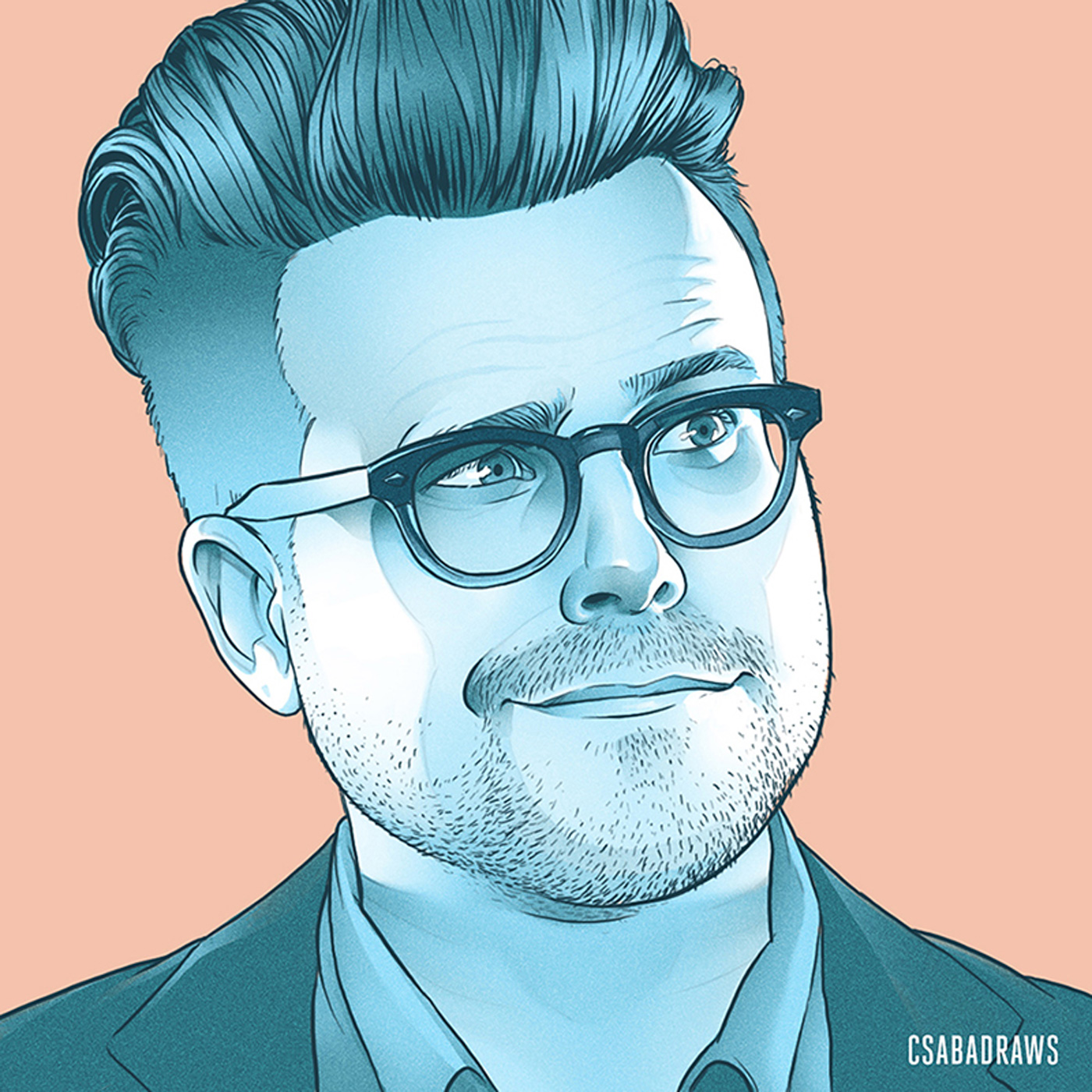 Drawing of a Guy With Spectacles and Trimmed Beard