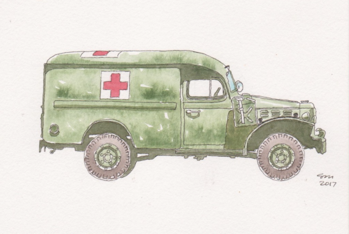 emergency vehicle, vintage, old fashioned