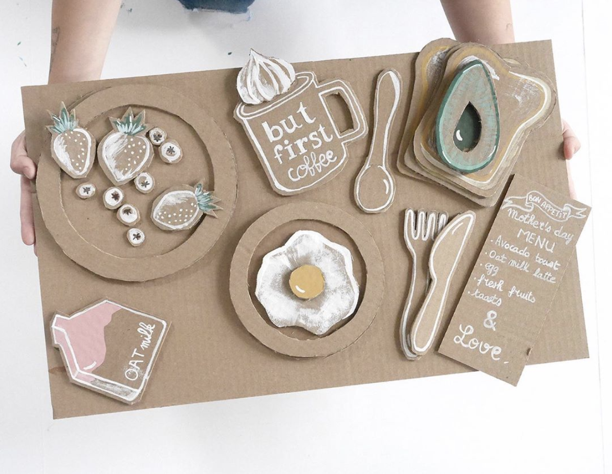 Cardboard used to create plates of food