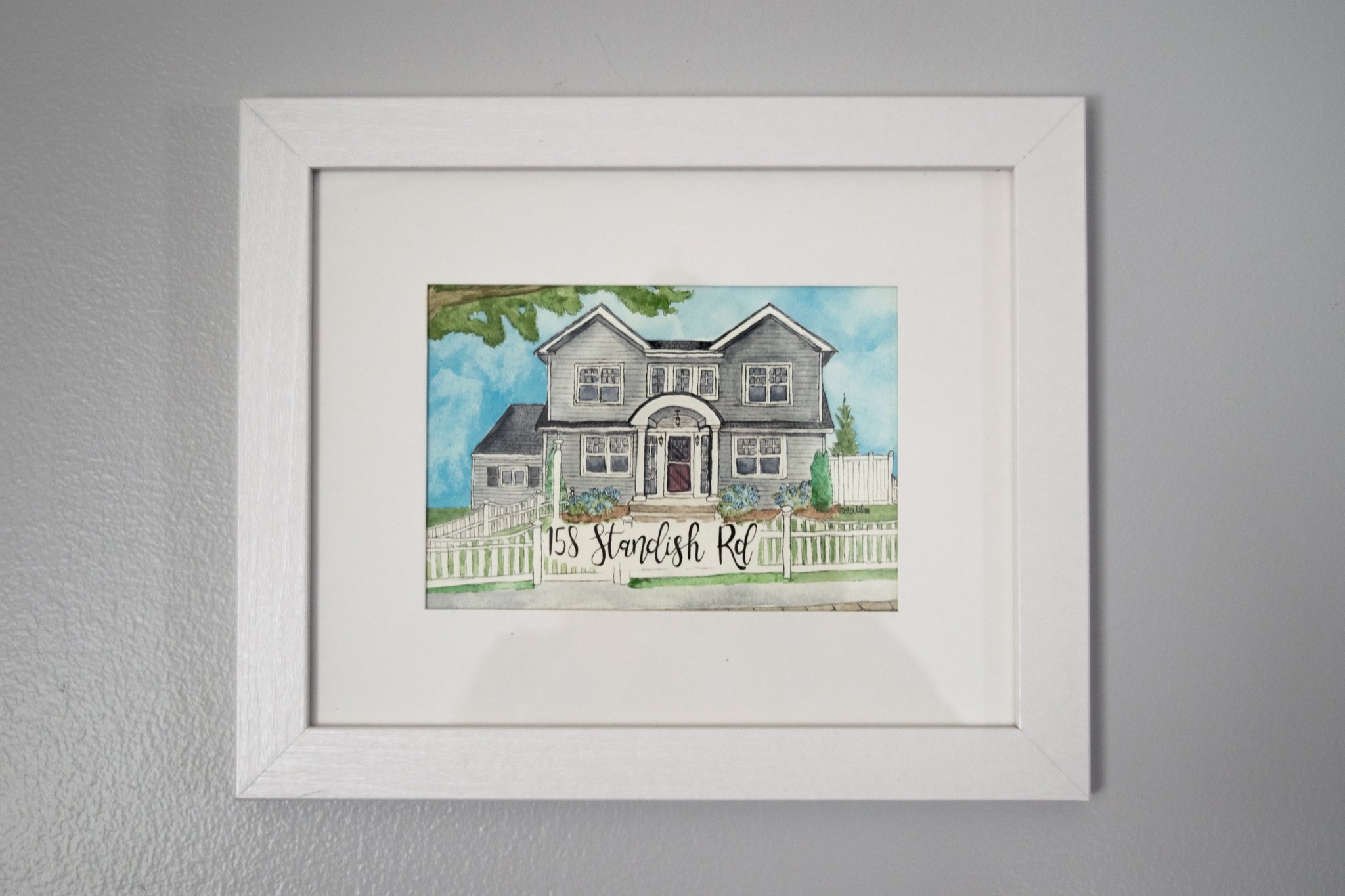 Watercolor drawing of a house