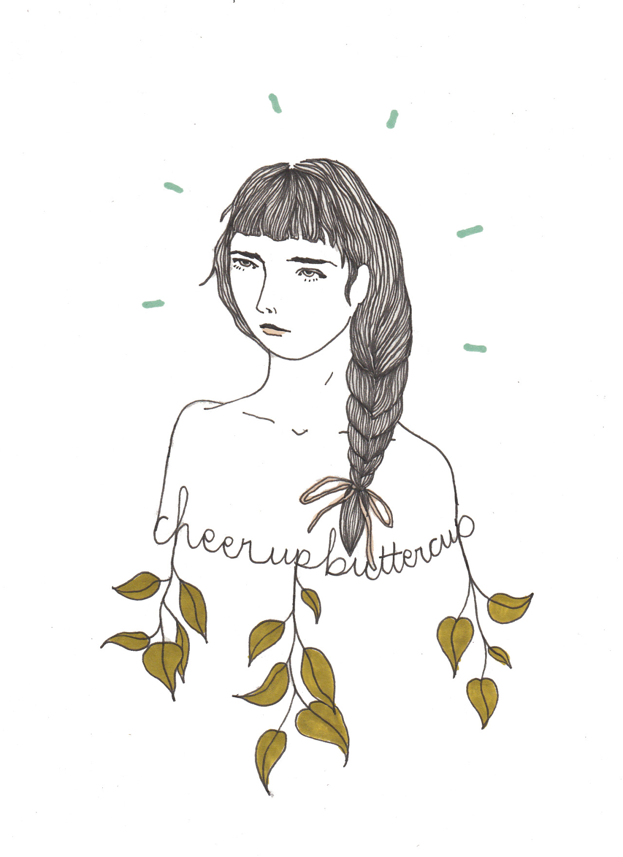 girl plant doodle