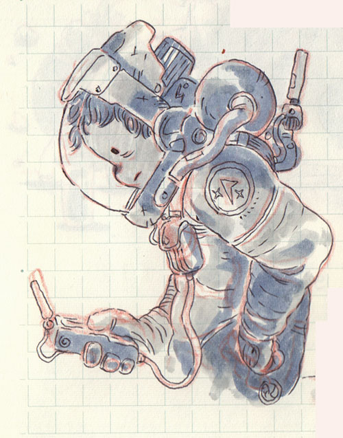 sad astronaut doodle