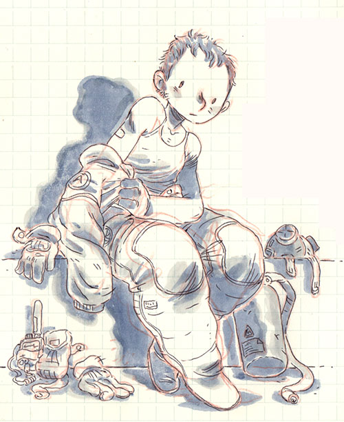 sad astronaut doodle