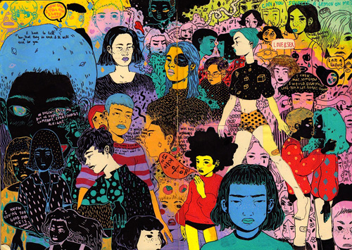 Colors and Crowded Faces - Doodlers Anonymous
