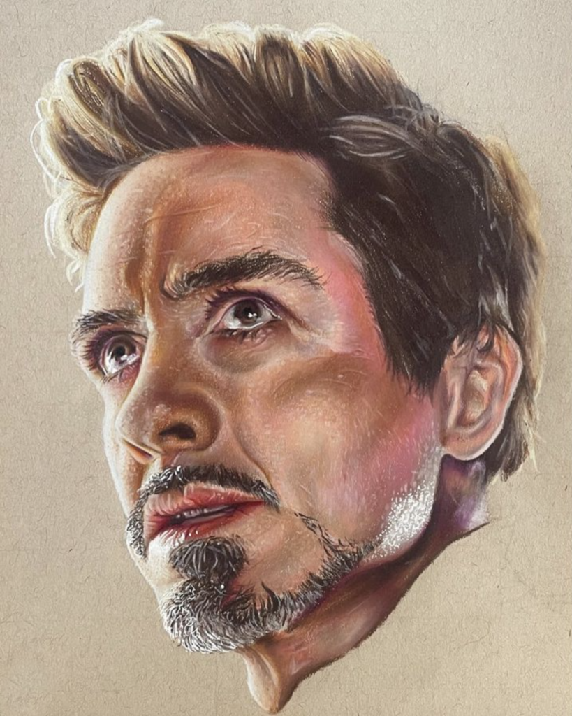 Colored pencil portrait of Robert Downey Jr.