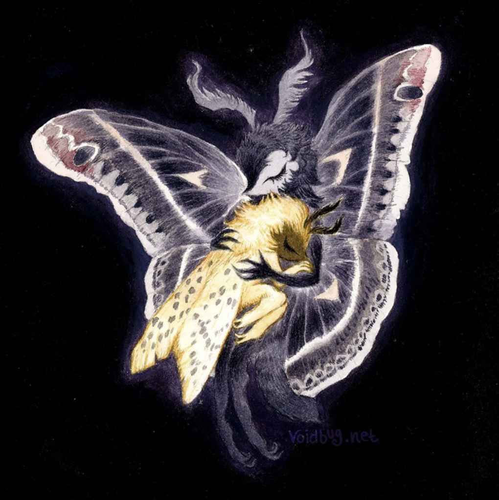 Painting of two moths